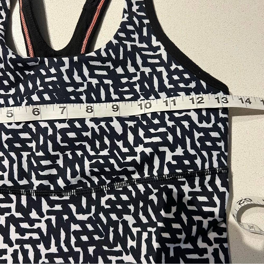 EB Lululemon Crossback Tank Top Black White Print Net Pop Mesh Back - Picture 10 of 16